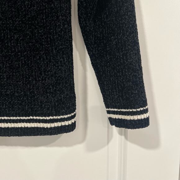 Rachel Zoe Women's Turtleneck Sweater Soft Black with White Trim XS - Picture 2 of 9